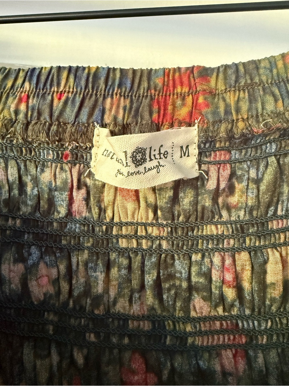 Natural Life | Floral Smocked Mini Skirt Medium Boho Rayon Size Medium - Picture 6 of 7
